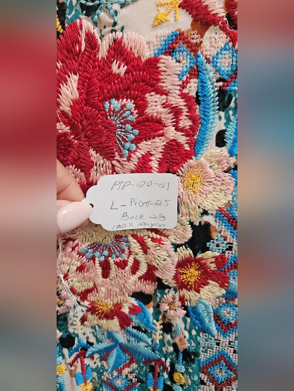 Savanna Jane Medium Floral Embroidered Leopard Print Boho Blouse Rayon Top Sz Md - Picture 7 of 8